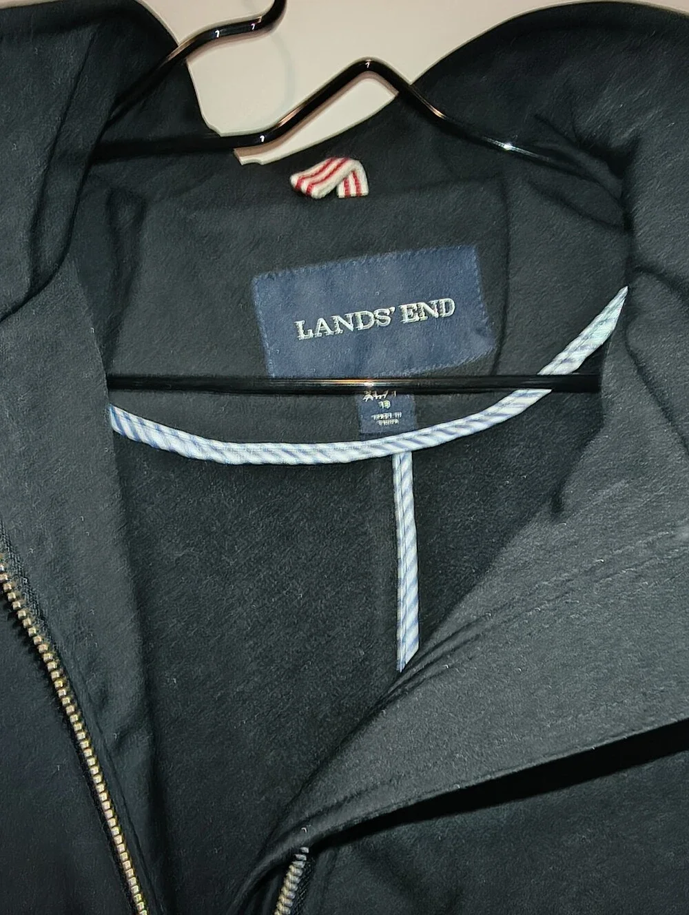 Lands' End Black Lightweight Hooded Zip Jacket